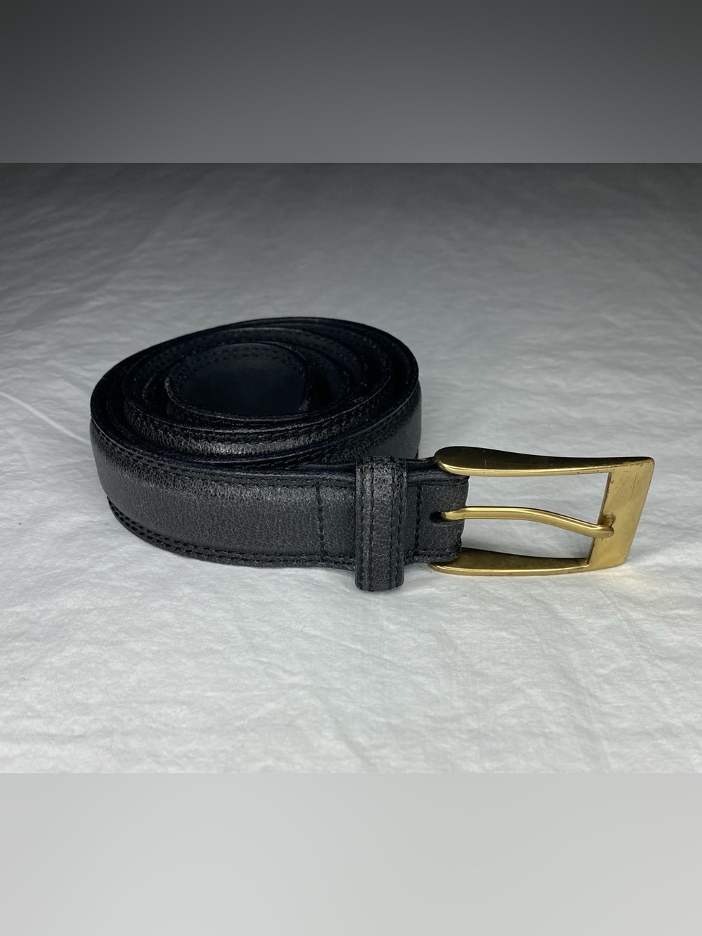 Black Genuine Italian Leather Belt Solid Brass Buckle 40/100